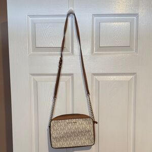 Michael Kors Brown and Cream Crossbody Bag